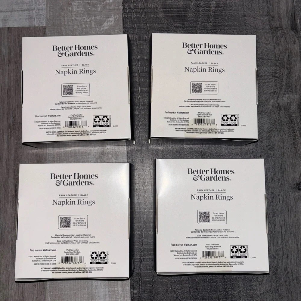 〰️Better Homes & Gardens Black Napkin Rings Set